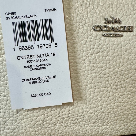 Coach Nolita 19 Shoulder/clutch/wristlet bag silver/chalk black. NWT - Picture 7 of 7